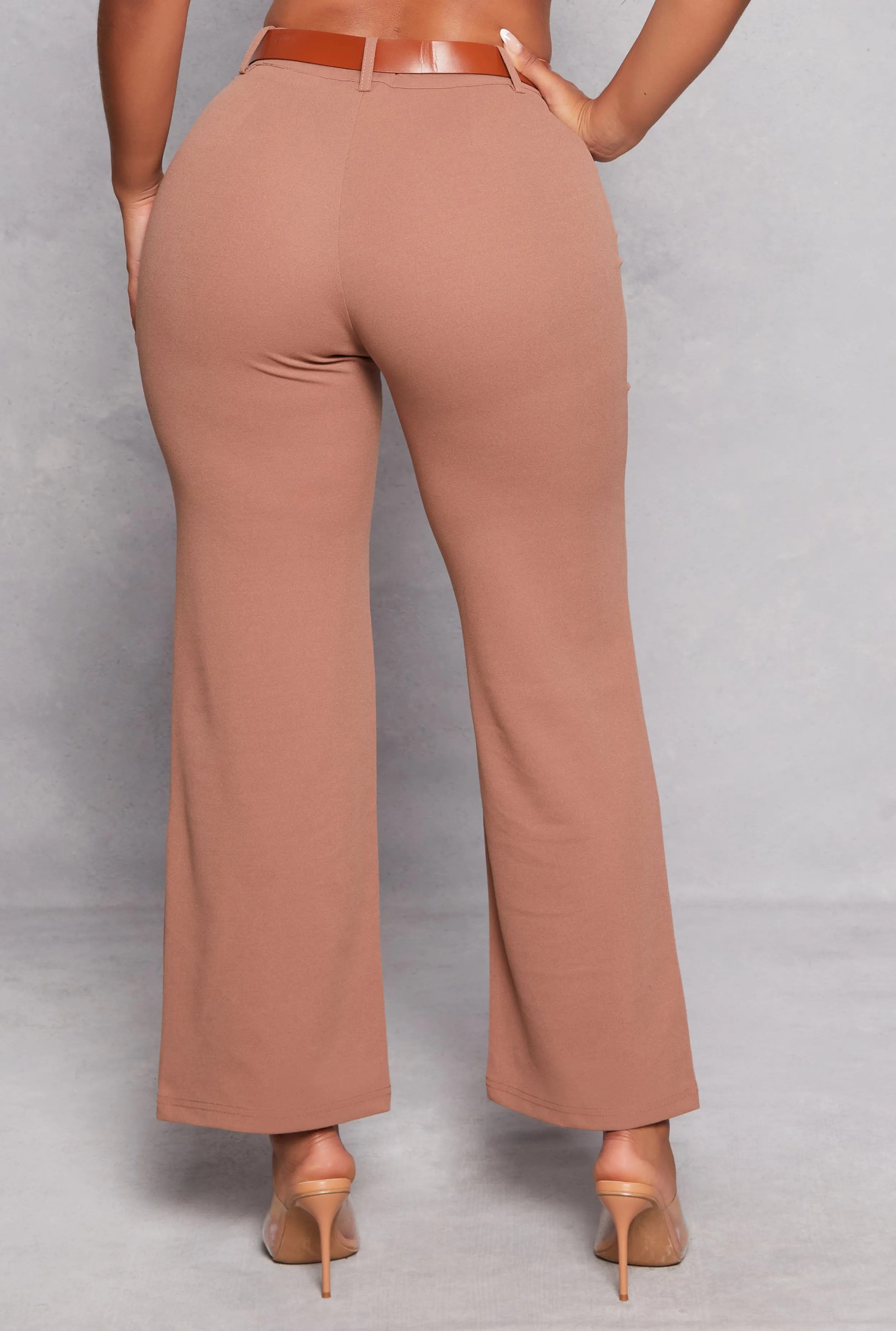 Belted Crepe Knit Wide Leg Dress Pants sold by Rainbow product image thumbnail 3