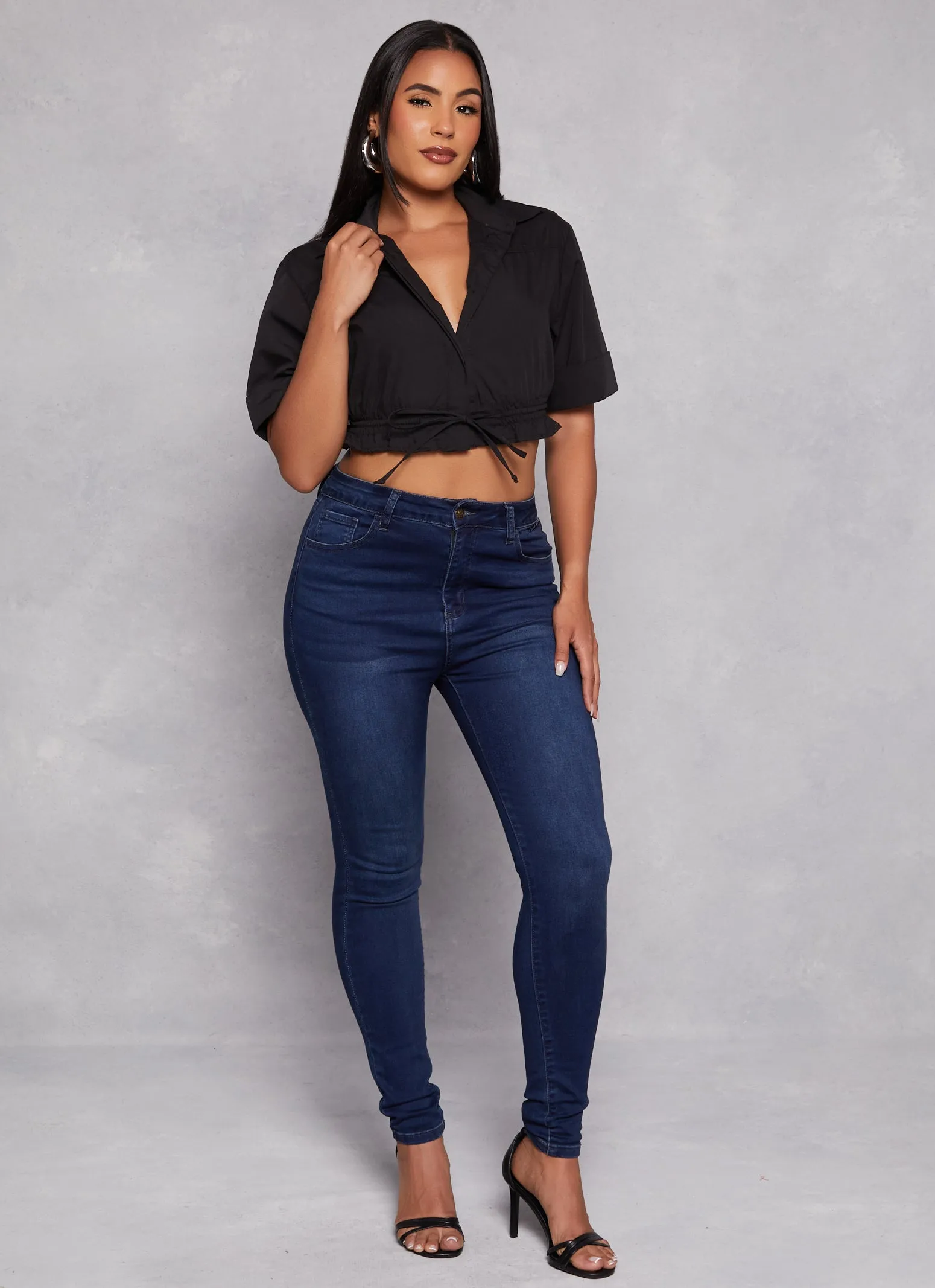 Poplin Button Front Drawstring Hem Shirt sold by Rainbow product image thumbnail 2