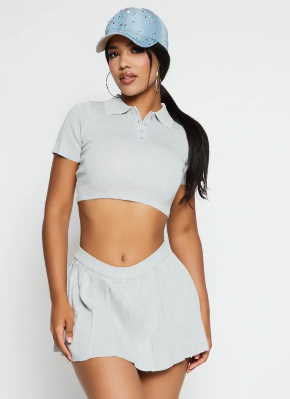 Daisy Solid Cropped Polo Shirt sold by Rainbow