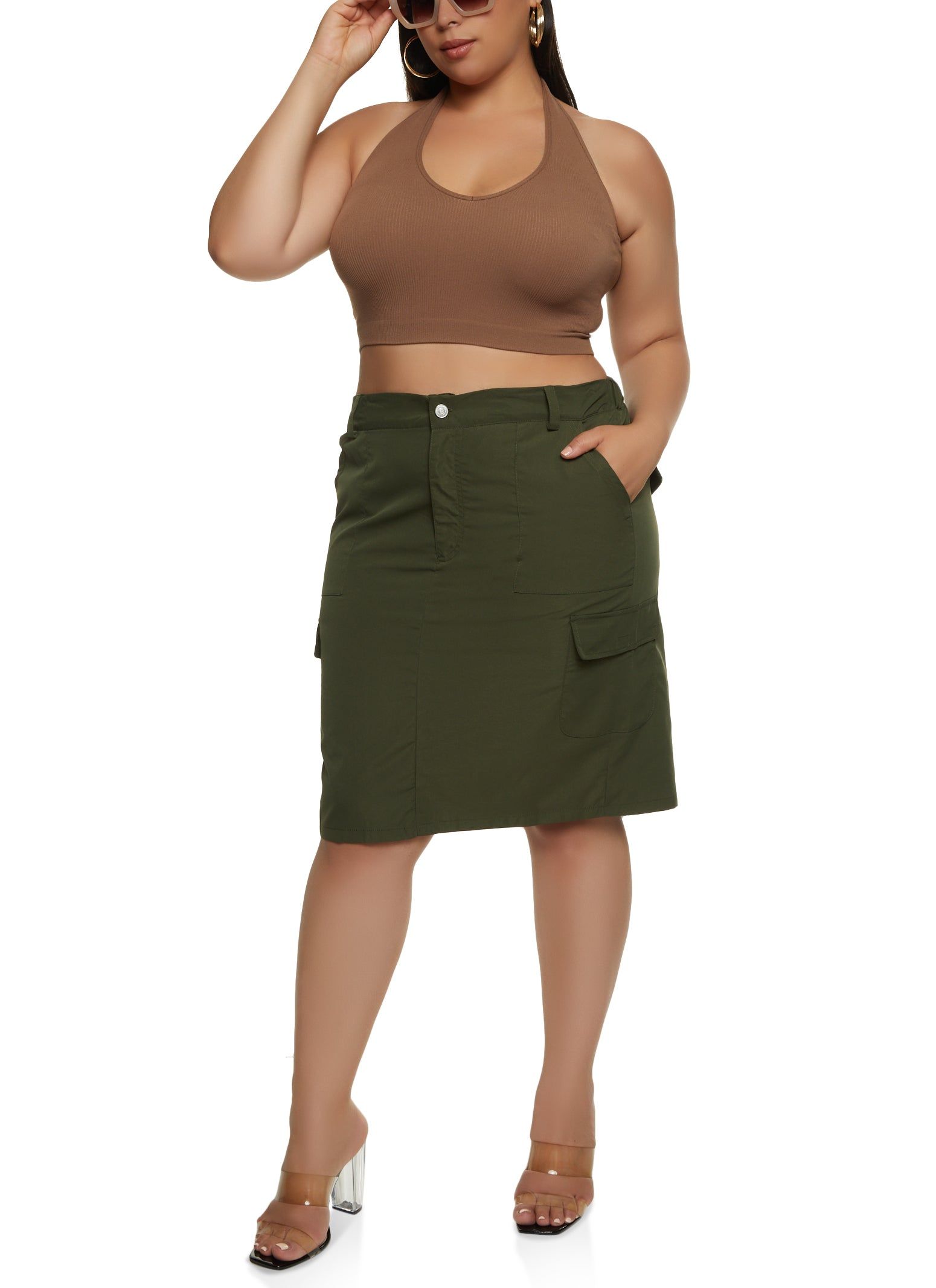 Plus Size Cargo Pocket Midi Skirt sold by Rainbow product image thumbnail 2
