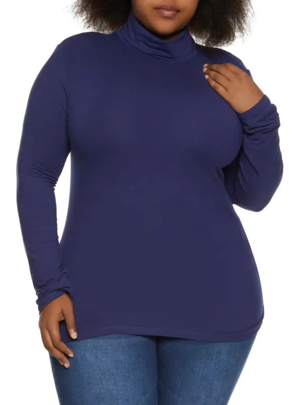 Plus Size Solid Turtleneck Top sold by Rainbow