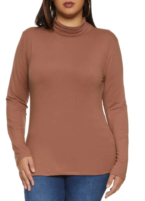 Plus Size Solid Turtleneck Top sold by Rainbow