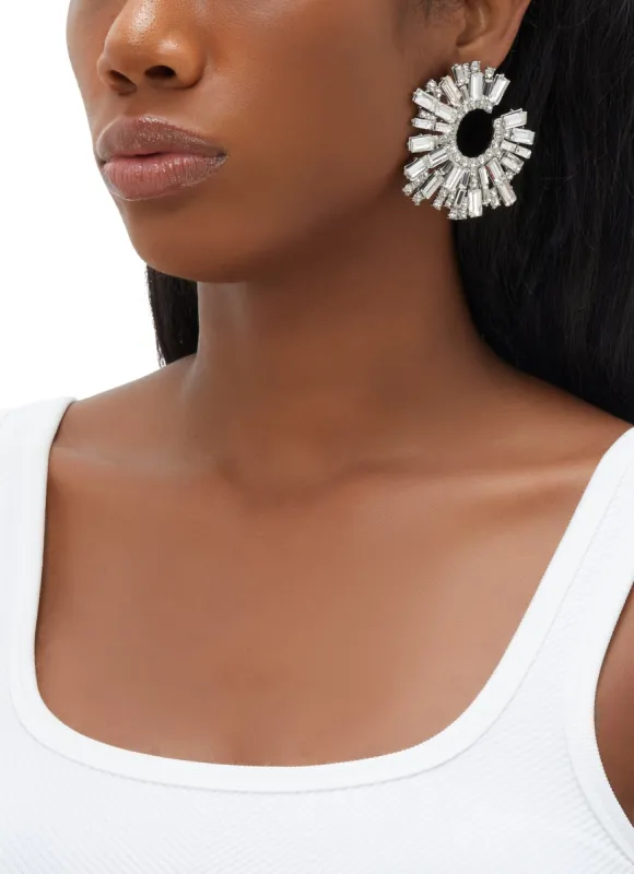 Rhinestone Open Circle Statement Earrings sold by Rainbow