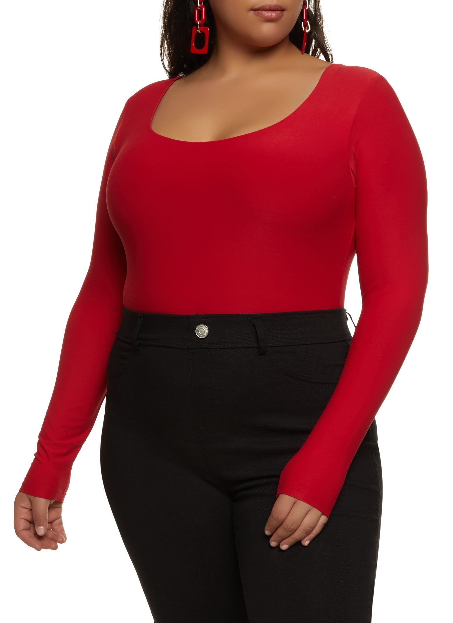 Plus Size Scoop Neck Long Sleeve Bodysuit sold by Rainbow product image thumbnail 2