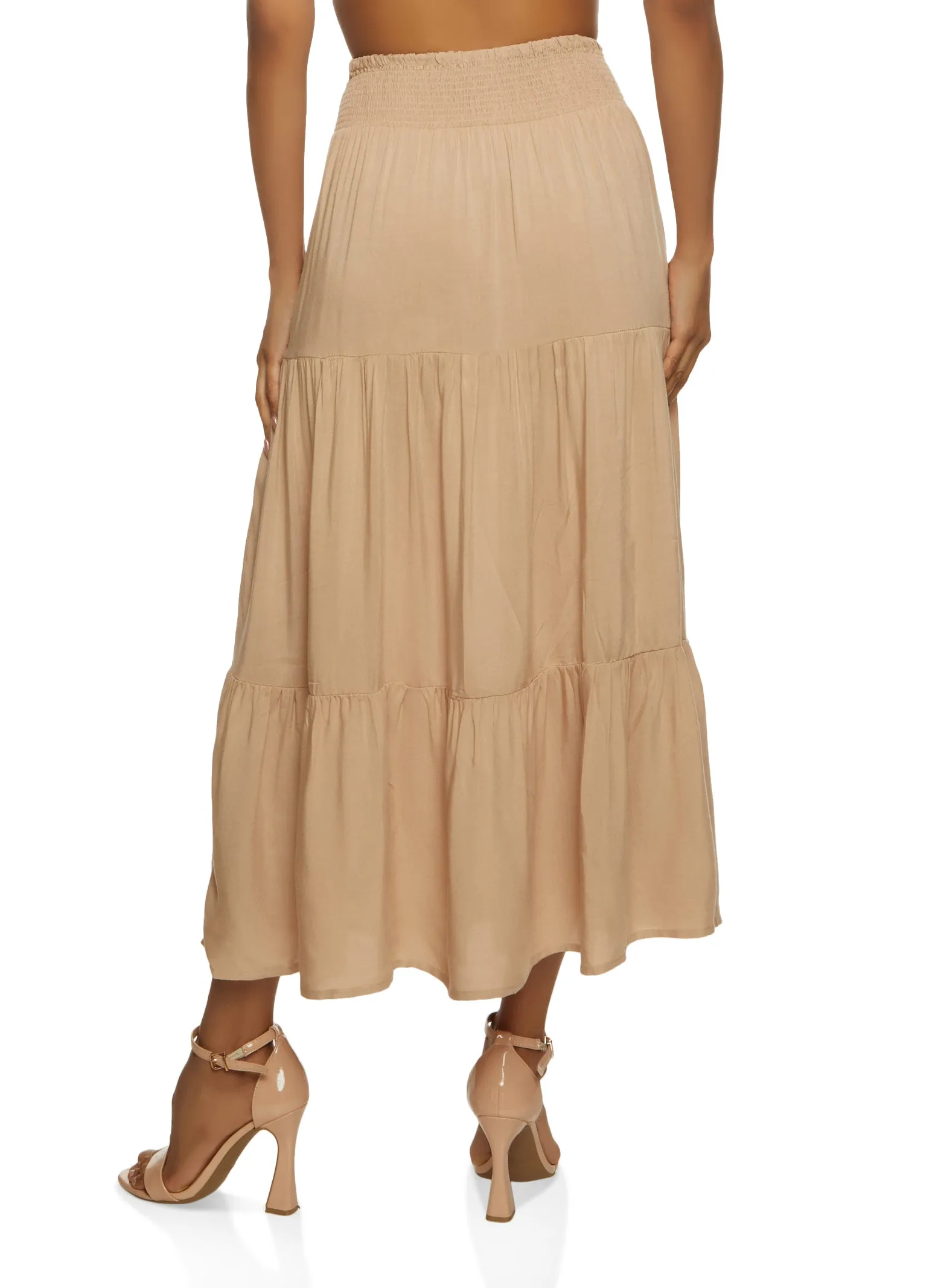 Smocked Waist Tiered Maxi Skirt sold by Rainbow product image thumbnail 2
