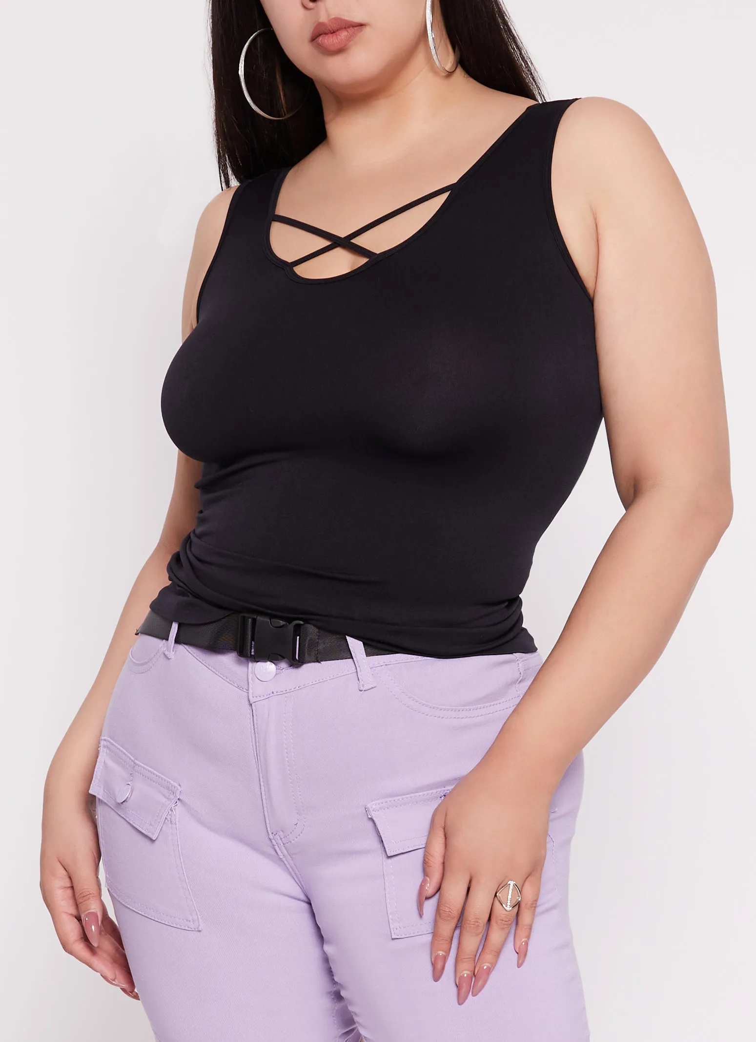 Plus Size Criss Cross Tank Top sold by Rainbow