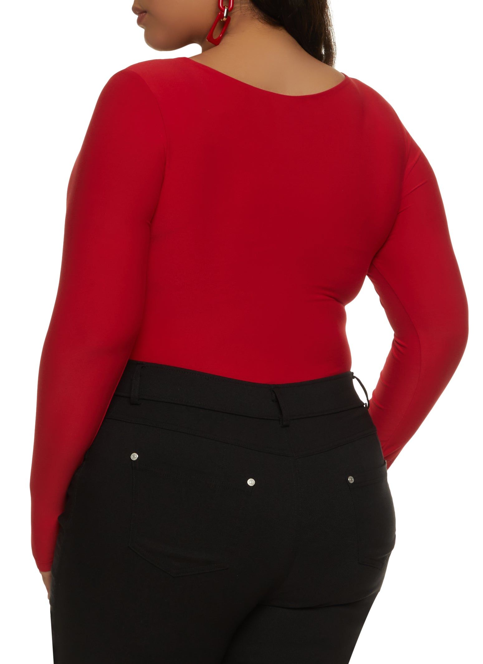 Plus Size Scoop Neck Long Sleeve Bodysuit sold by Rainbow product image thumbnail 3