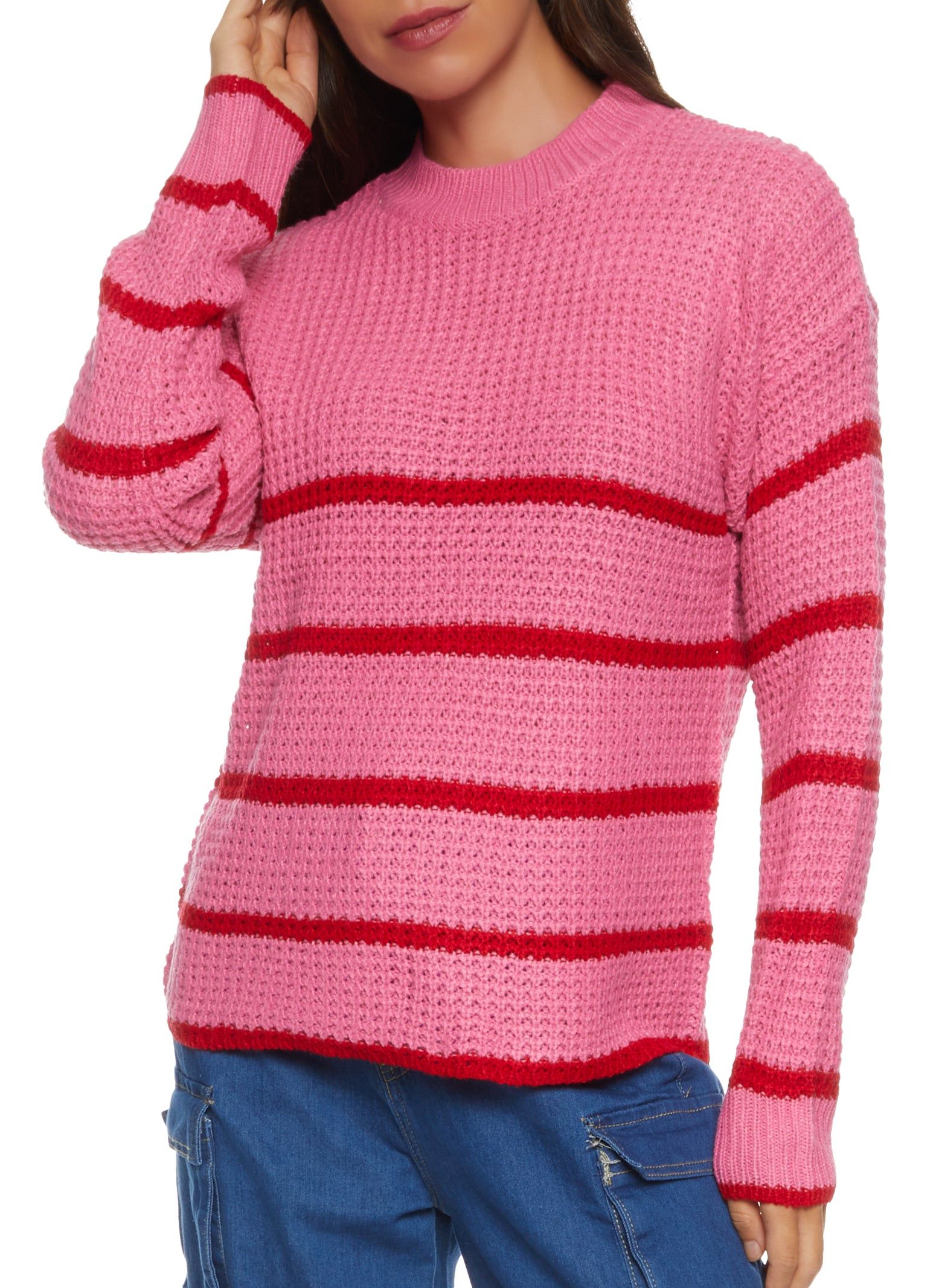 Crew Neck Striped Pullover Sweater sold by Rainbow