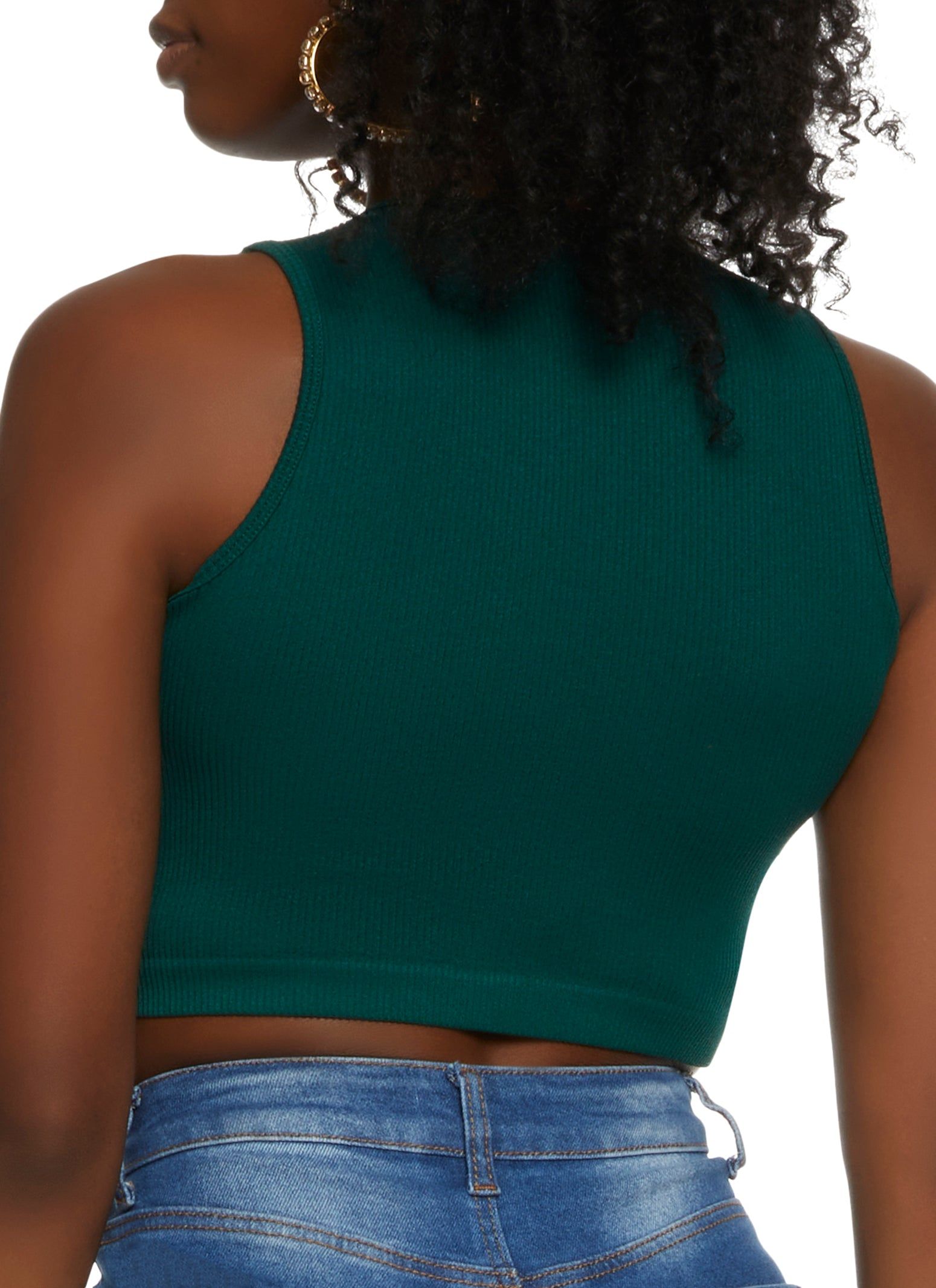 Seamless Ribbed Knit Cropped Tank Top sold by Rainbow product image thumbnail 2