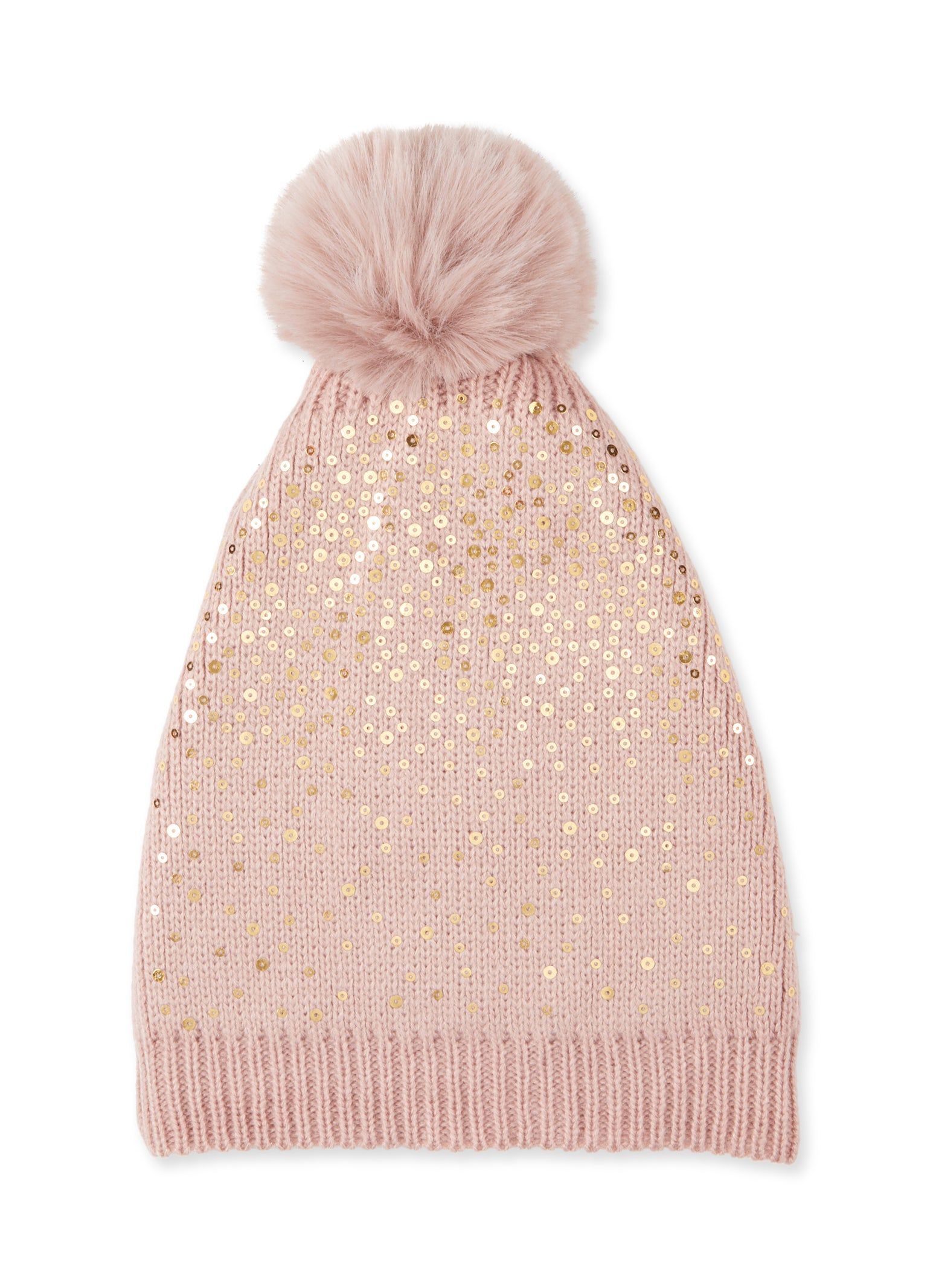 Sequin Faux Fur Pom Pom Beanie sold by Rainbow product image thumbnail 2