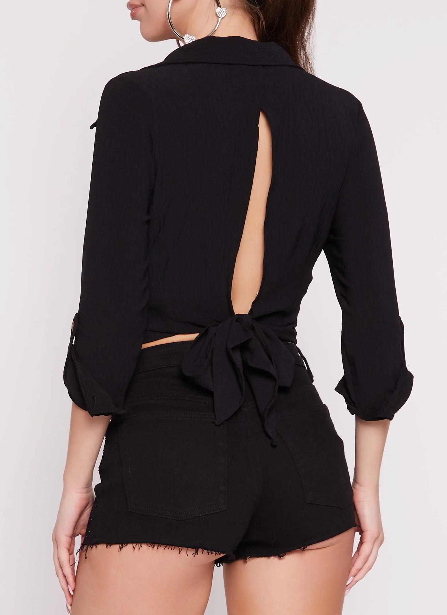 Button Front Open Tie Back Shirt sold by Rainbow product image thumbnail 3