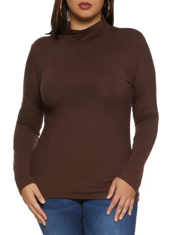 Plus Size Solid Turtleneck Top sold by Rainbow