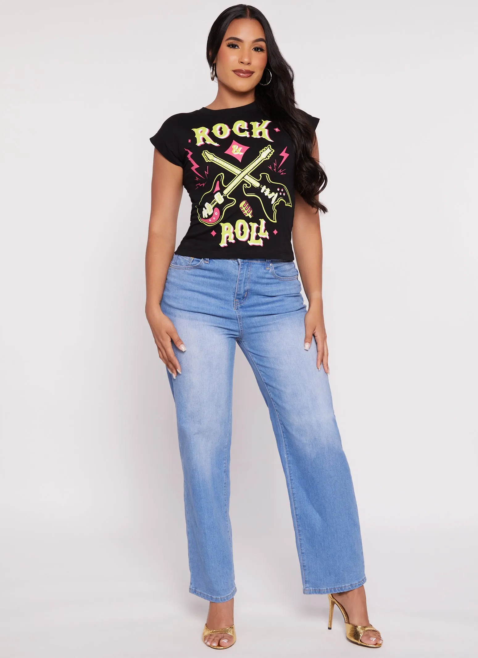 Rock and Roll Cropped Muscle Tee sold by Rainbow product image thumbnail 2