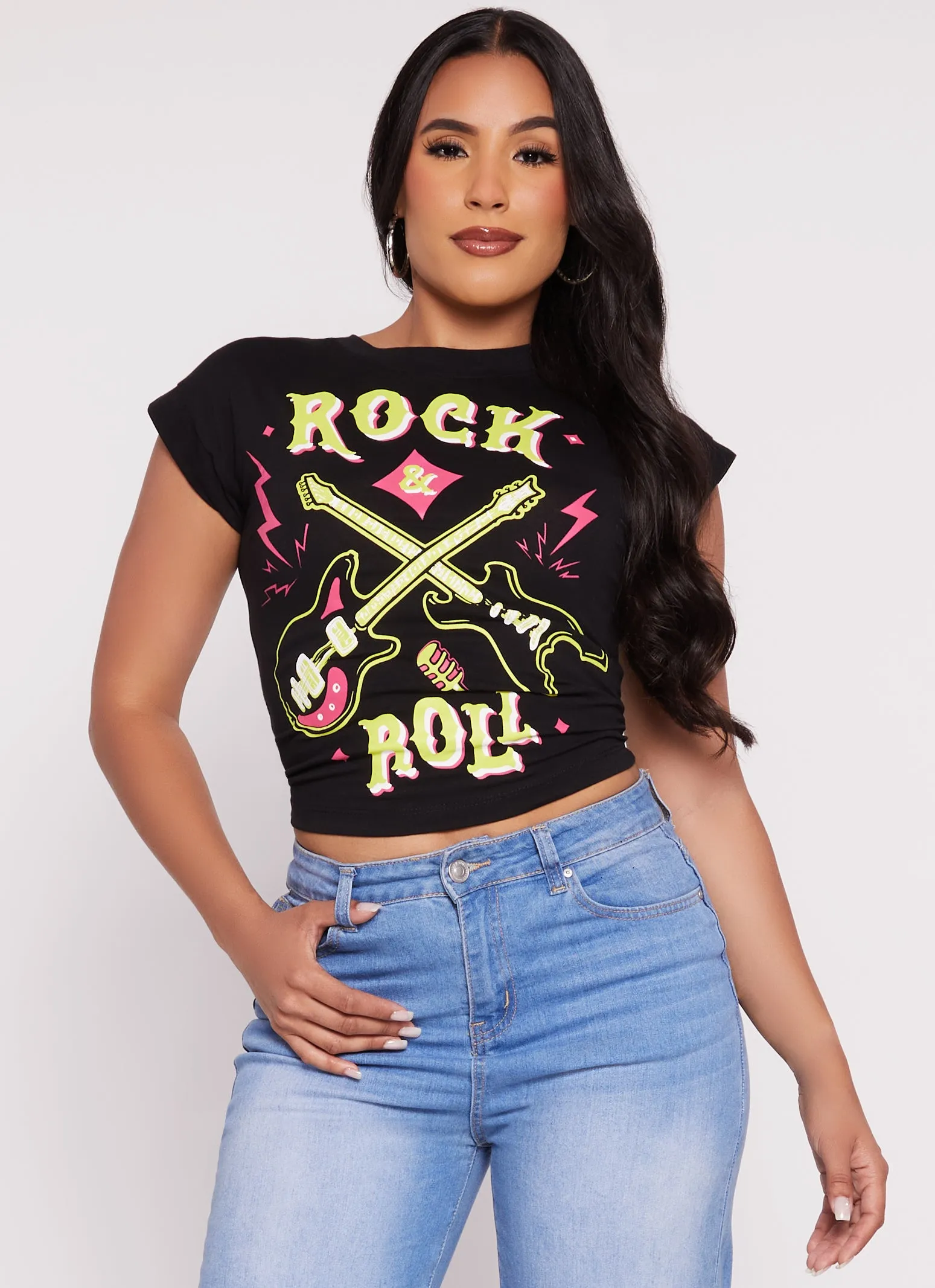 Rock and Roll Cropped Muscle Tee sold by Rainbow