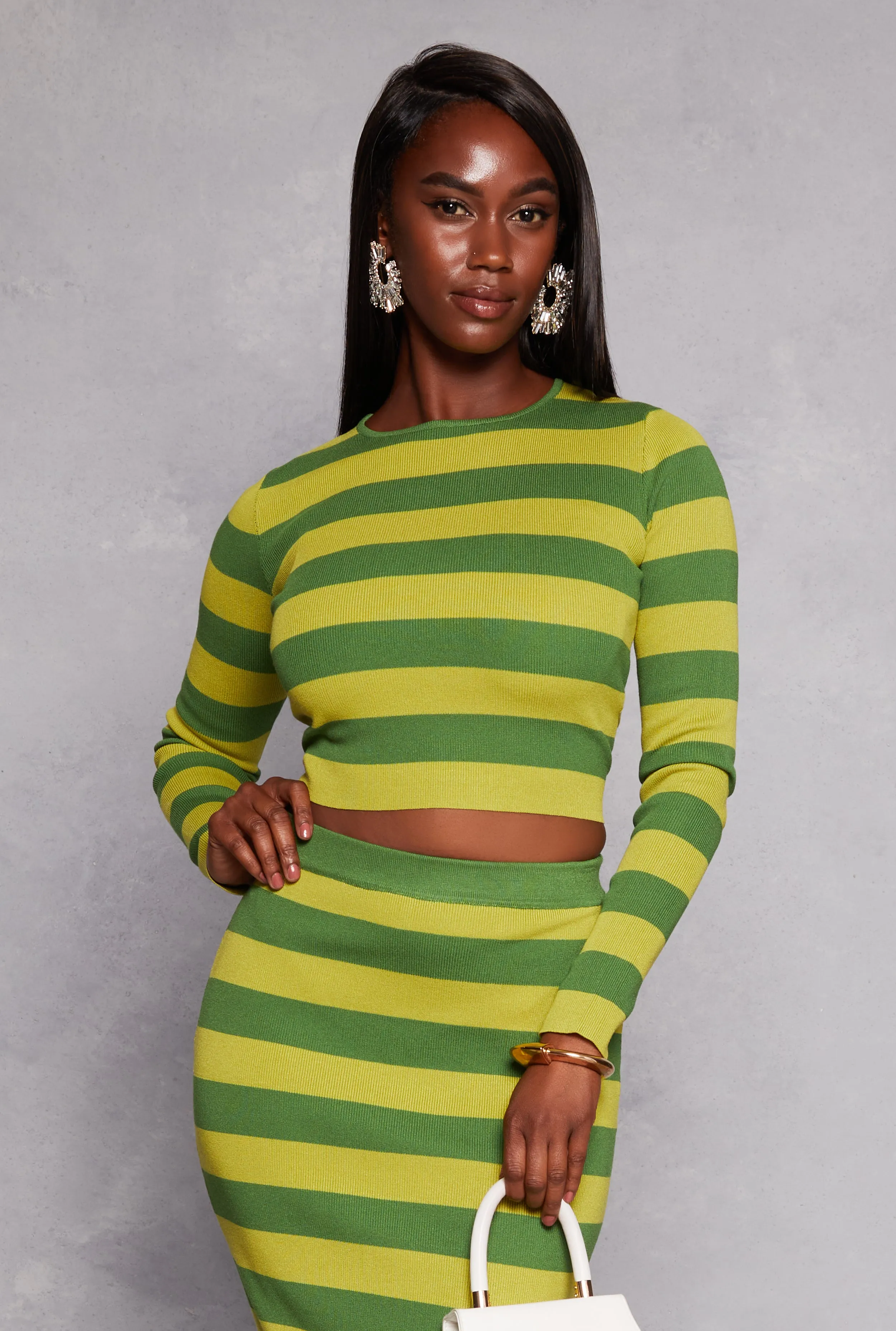 Striped Crew Neck Long Sleeve Sweater sold by Rainbow