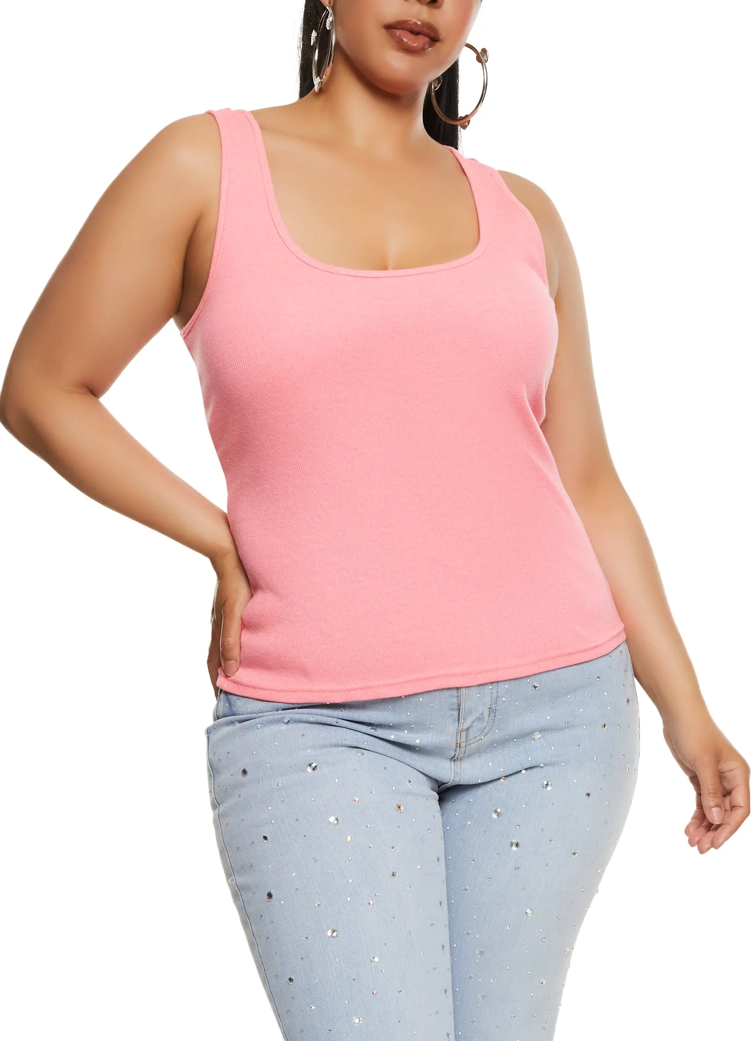 Plus Size Rib Knit Racerback Tank Top sold by Rainbow product image thumbnail 2