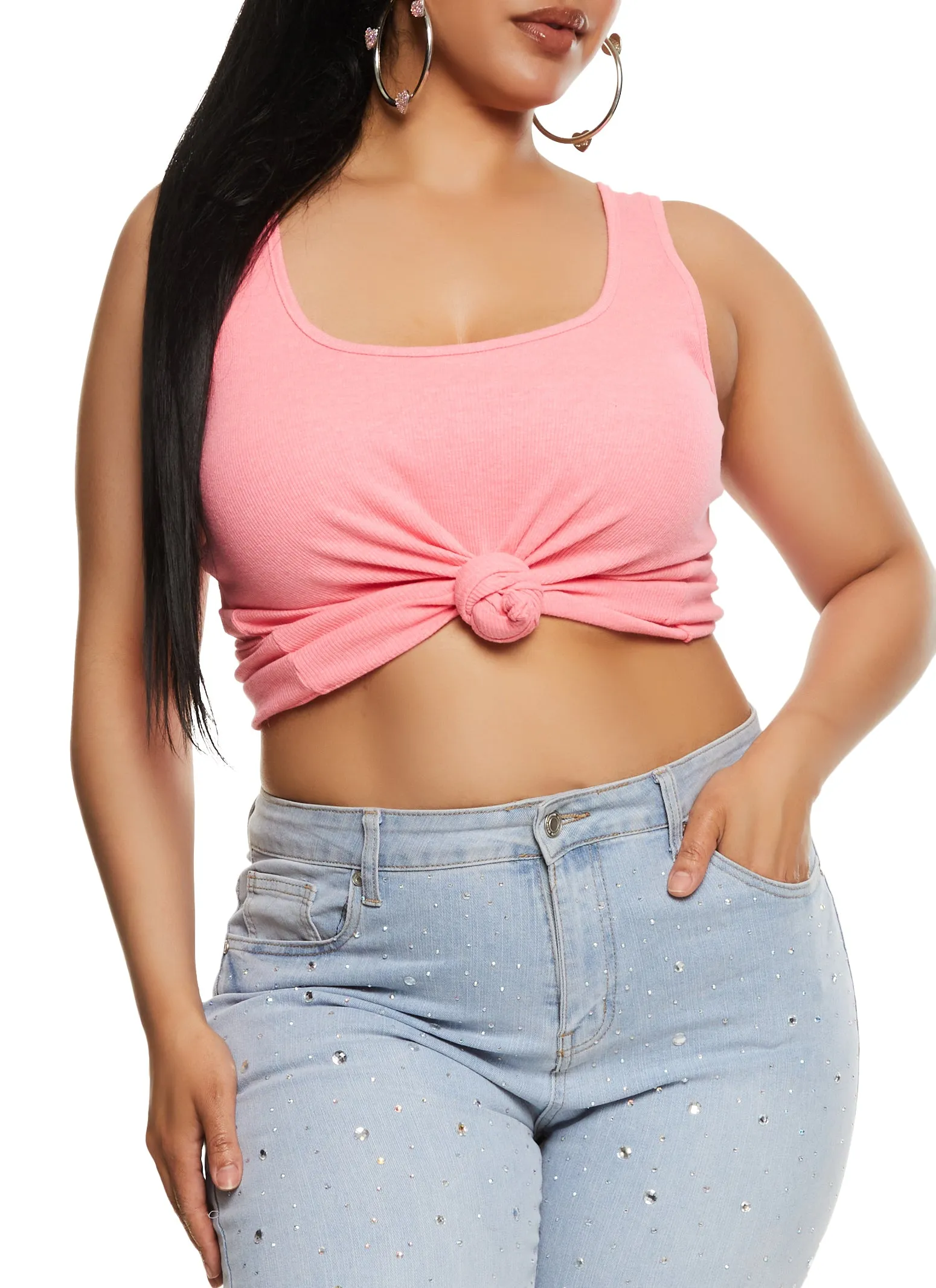 Plus Size Rib Knit Racerback Tank Top sold by Rainbow