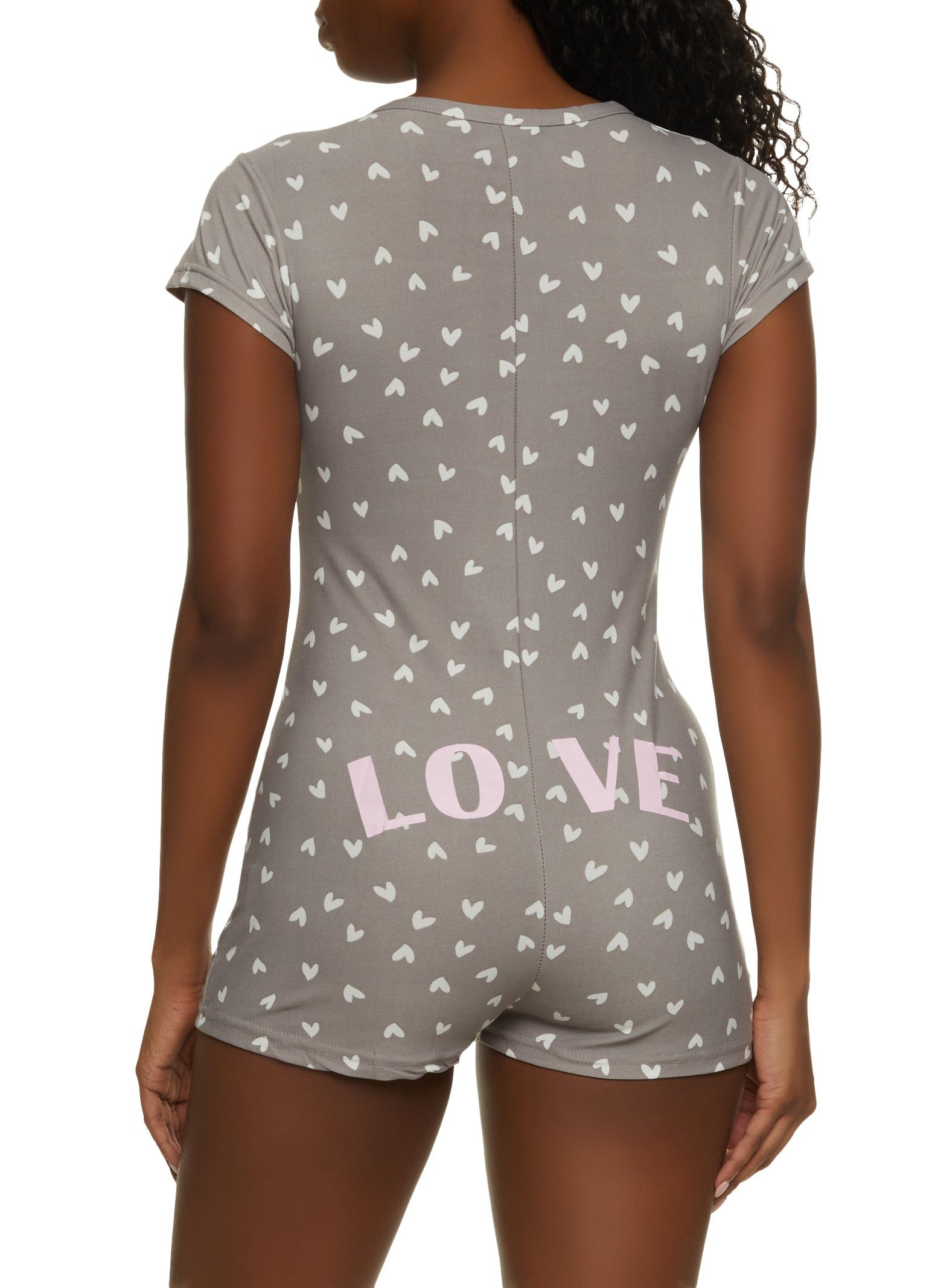 Heart Print Love Graphic Pajama Romper sold by Rainbow product image thumbnail 2