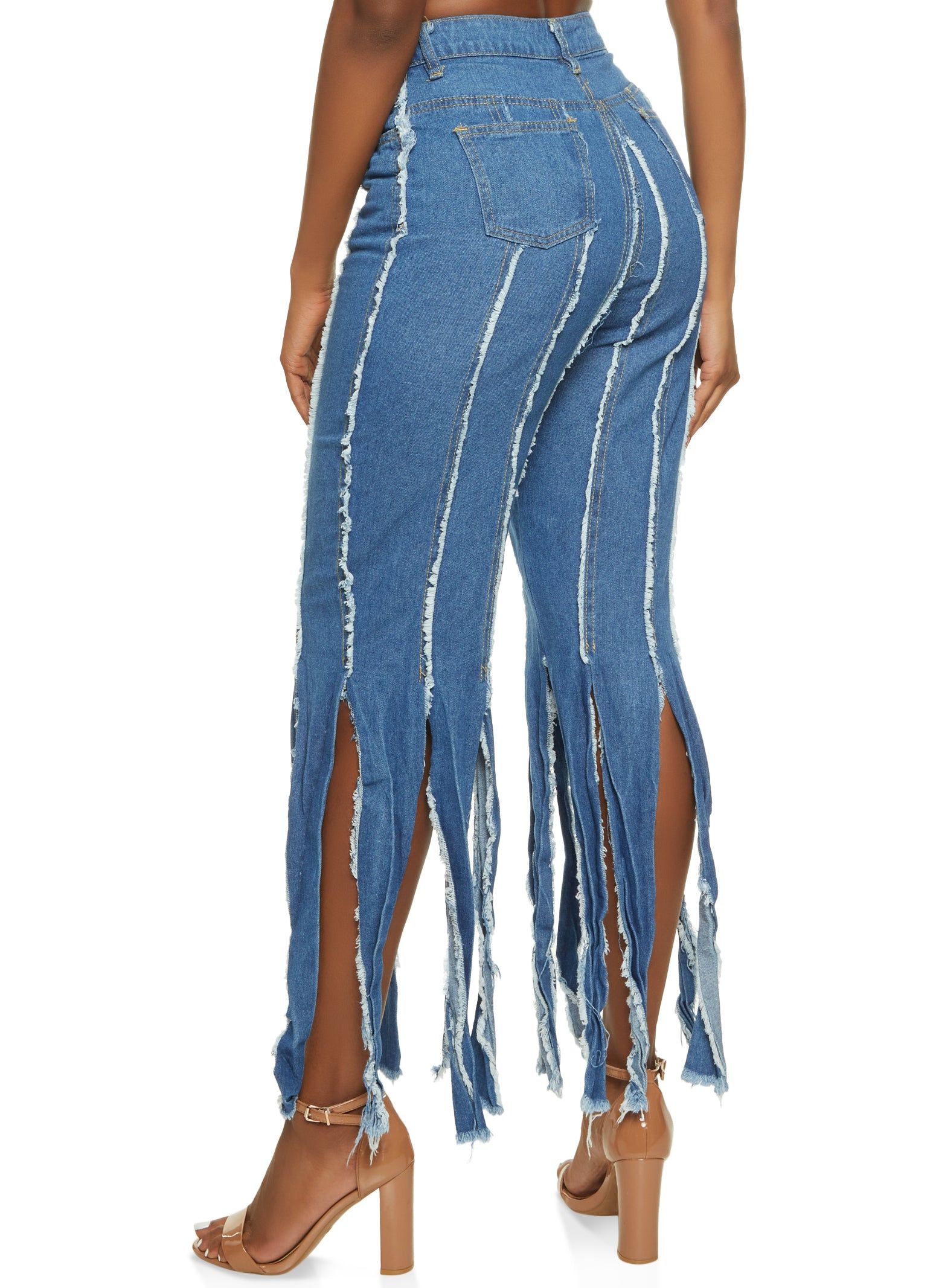 Frayed Fringe Hem Flare Jeans sold by Rainbow product image thumbnail 3