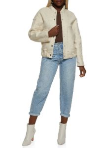 Faux Wool Bomber Jacket sold by Rainbow