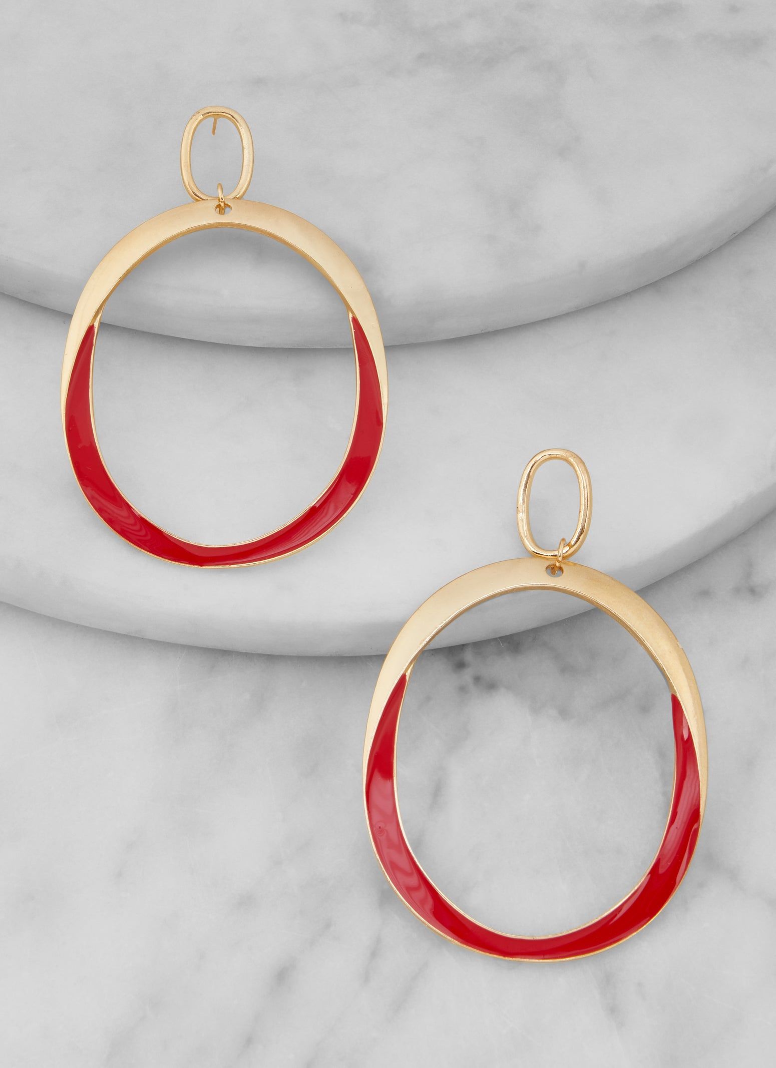 Large Oval Hoop Drop Earrings sold by Rainbow product image thumbnail 2