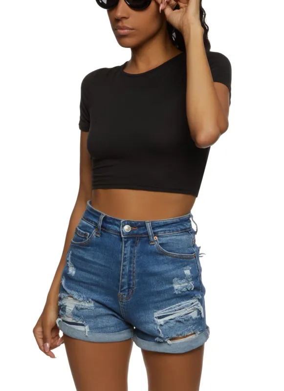 Solid Open Lace Up Back Crop Top sold by Rainbow