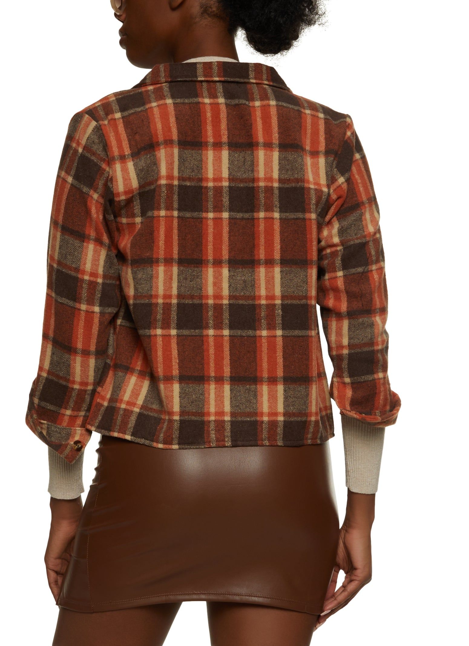 Plaid Cropped Flannel Shirt sold by Rainbow product image thumbnail 3