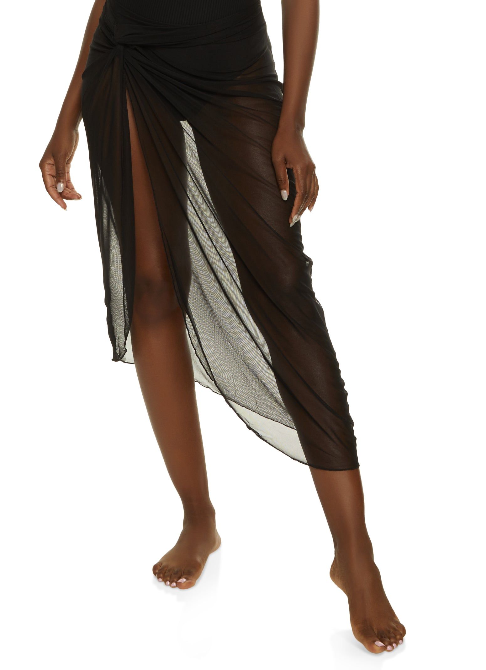 Mesh Sarong Midi Cover Up Skirt sold by Rainbow