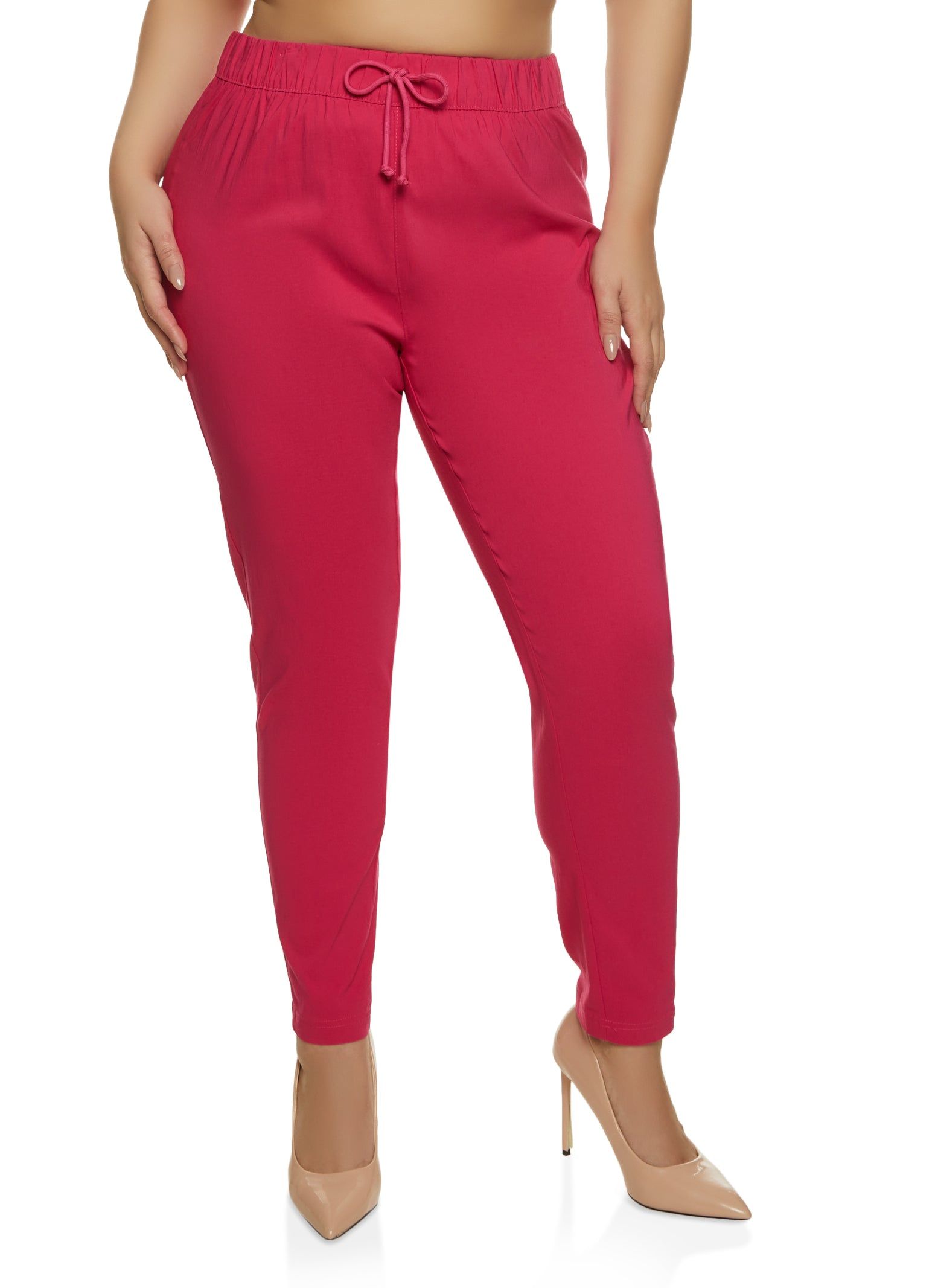 Plus Size Faux Drawstring Pull On Pants sold by Rainbow