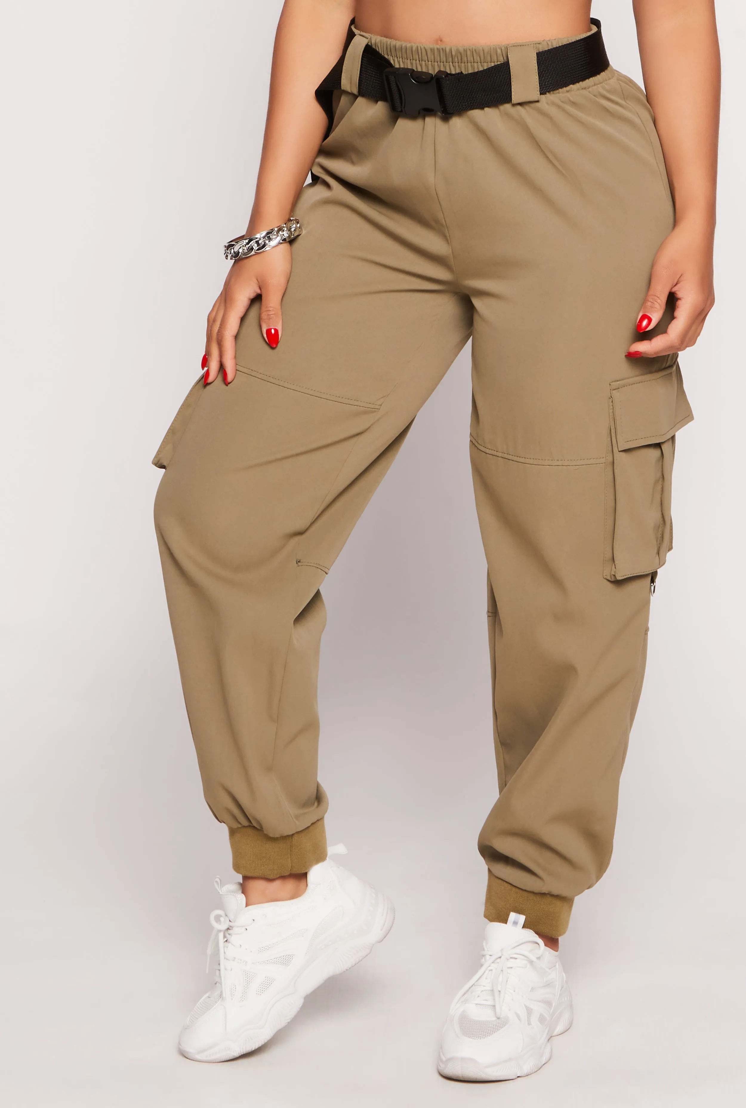 Poplin Buckle Belted Cargo Joggers sold by Rainbow product image thumbnail 2