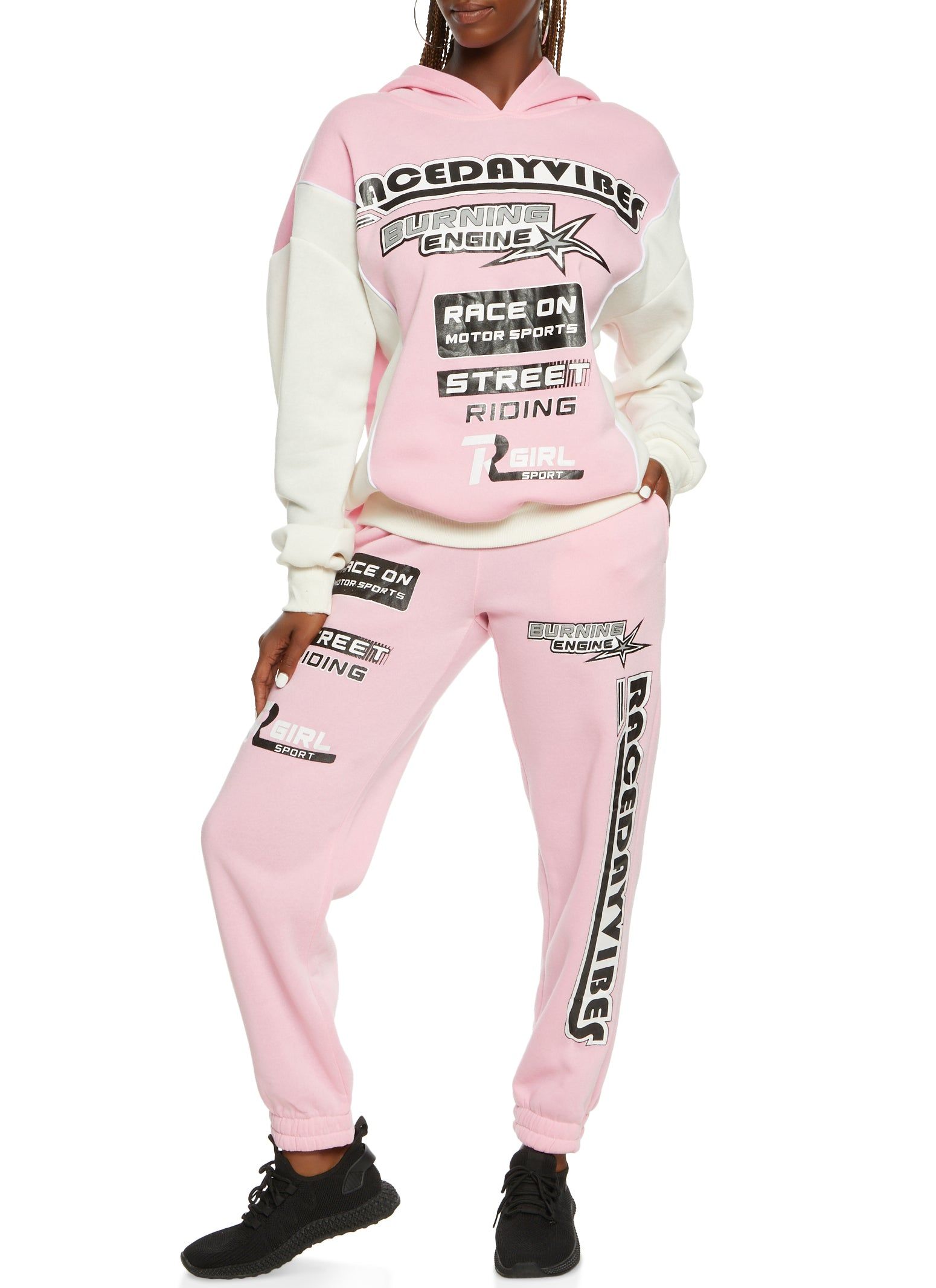 Color Block Race Day Vibes Graphic Hoodie sold by Rainbow product image thumbnail 2