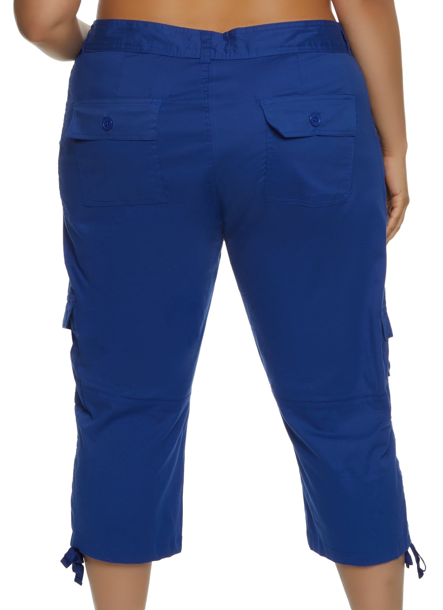 Plus Size Zip Pocket Detail Tie Cuff Capri Pants sold by Rainbow product image thumbnail 2