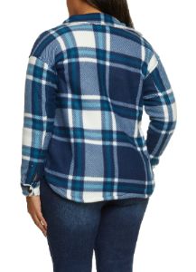 Plus Size Plaid Sherpa Fleece Shacket sold by Rainbow