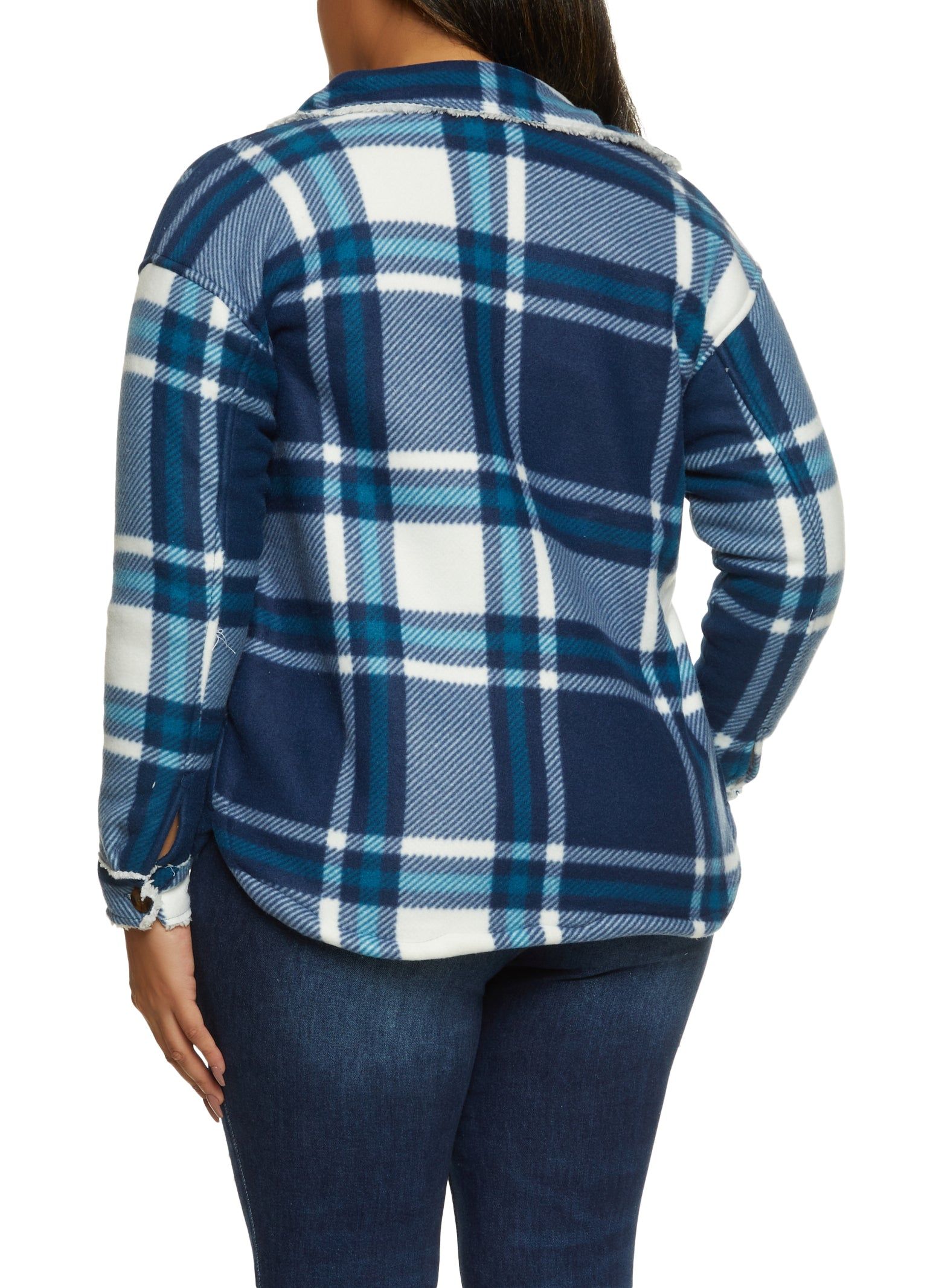 Plus Size Plaid Sherpa Fleece Shacket sold by Rainbow product image thumbnail 3