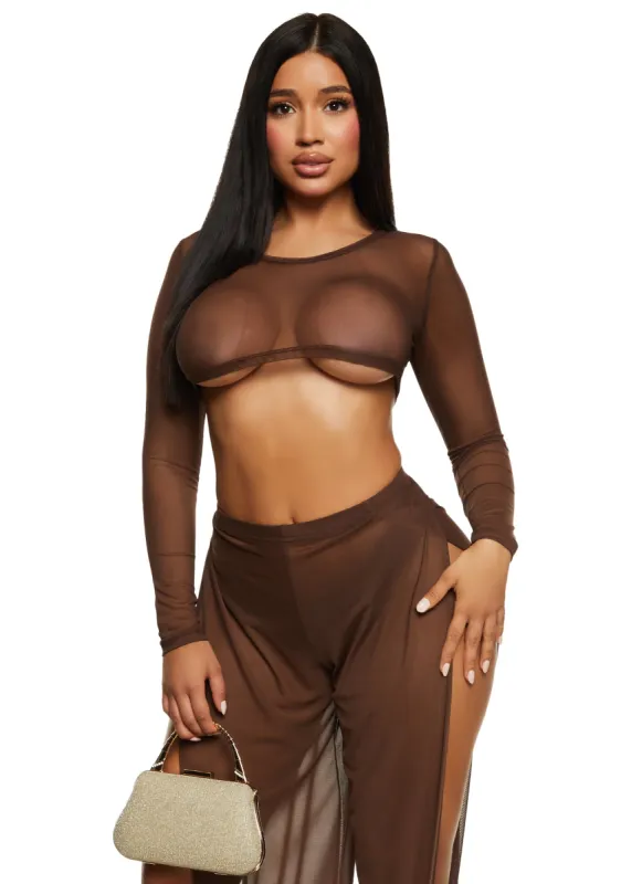 Daisy Mesh Long Sleeve Crop Top sold by Rainbow