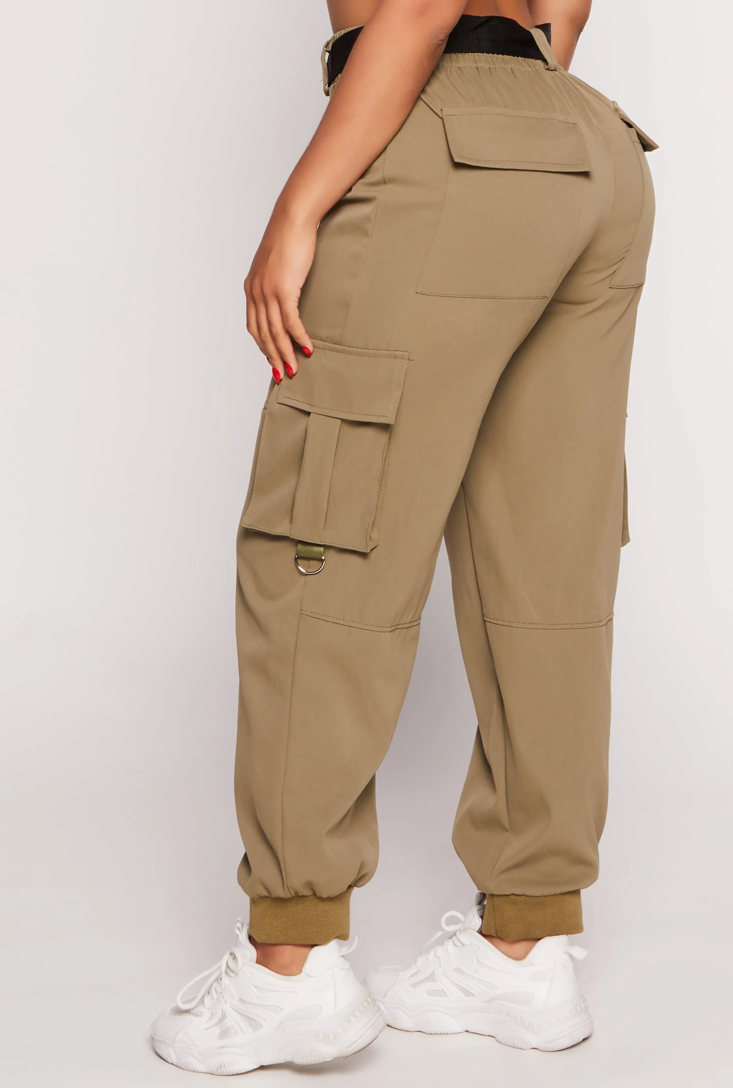 Poplin Buckle Belted Cargo Joggers sold by Rainbow product image thumbnail 3