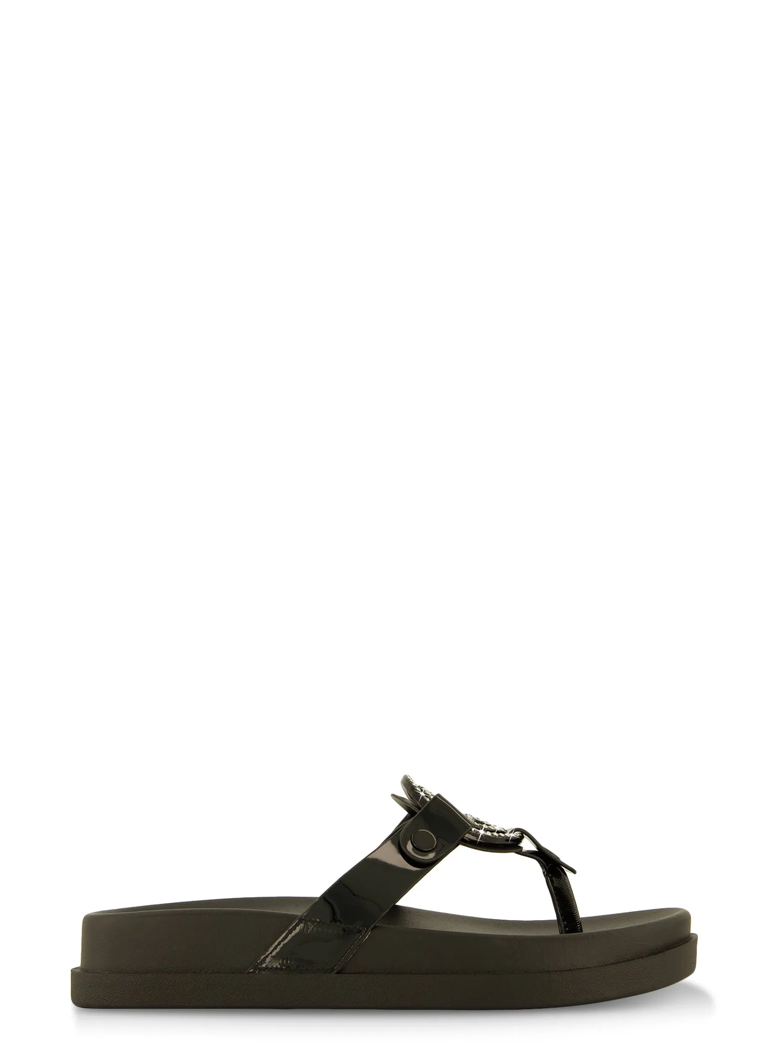 Geometric Rhinestone Pendant Platform Thong Sandals sold by Rainbow product image thumbnail 2