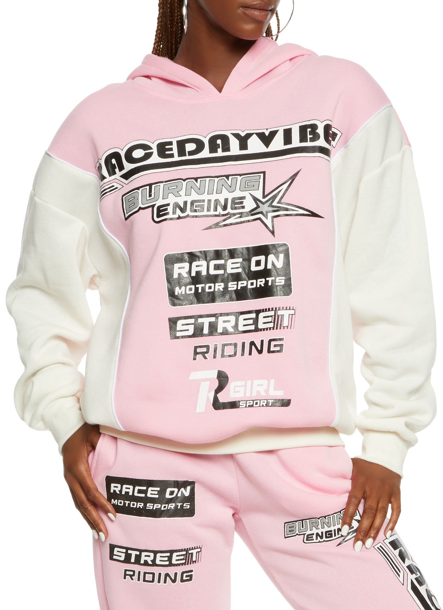 Color Block Race Day Vibes Graphic Hoodie sold by Rainbow