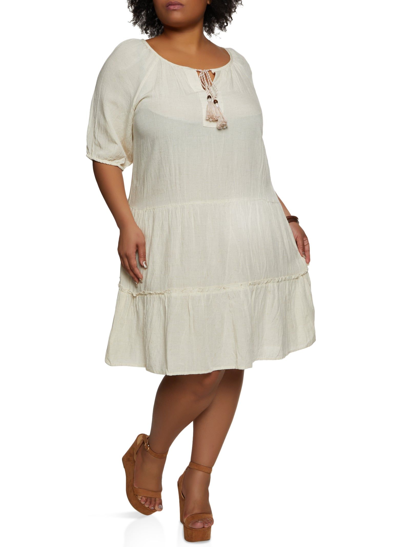 Plus Size Linen Tiered Shift Dress sold by Rainbow product image thumbnail 2
