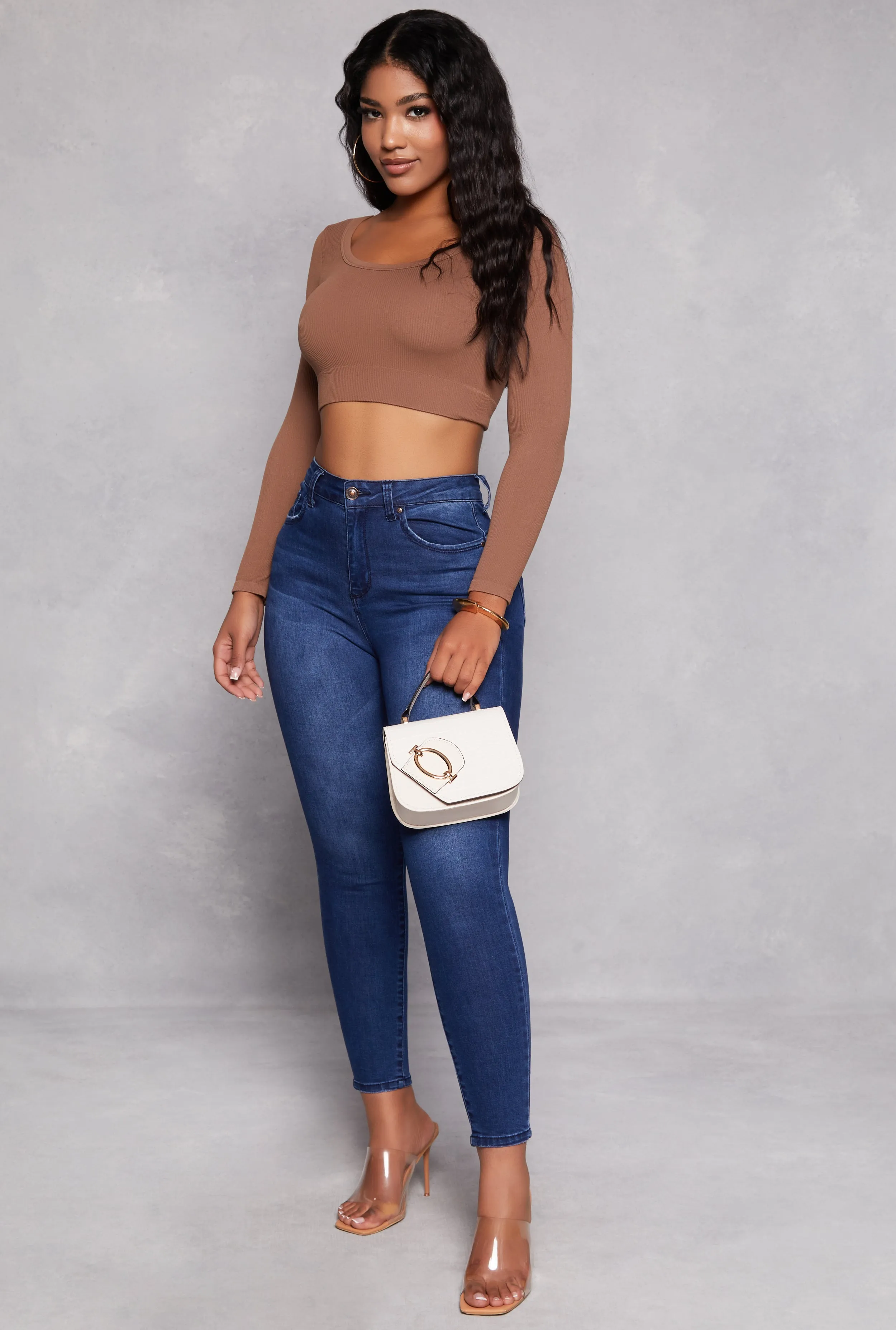 Seamless Ribbed Scoop Neck Crop Top sold by Rainbow product image thumbnail 2