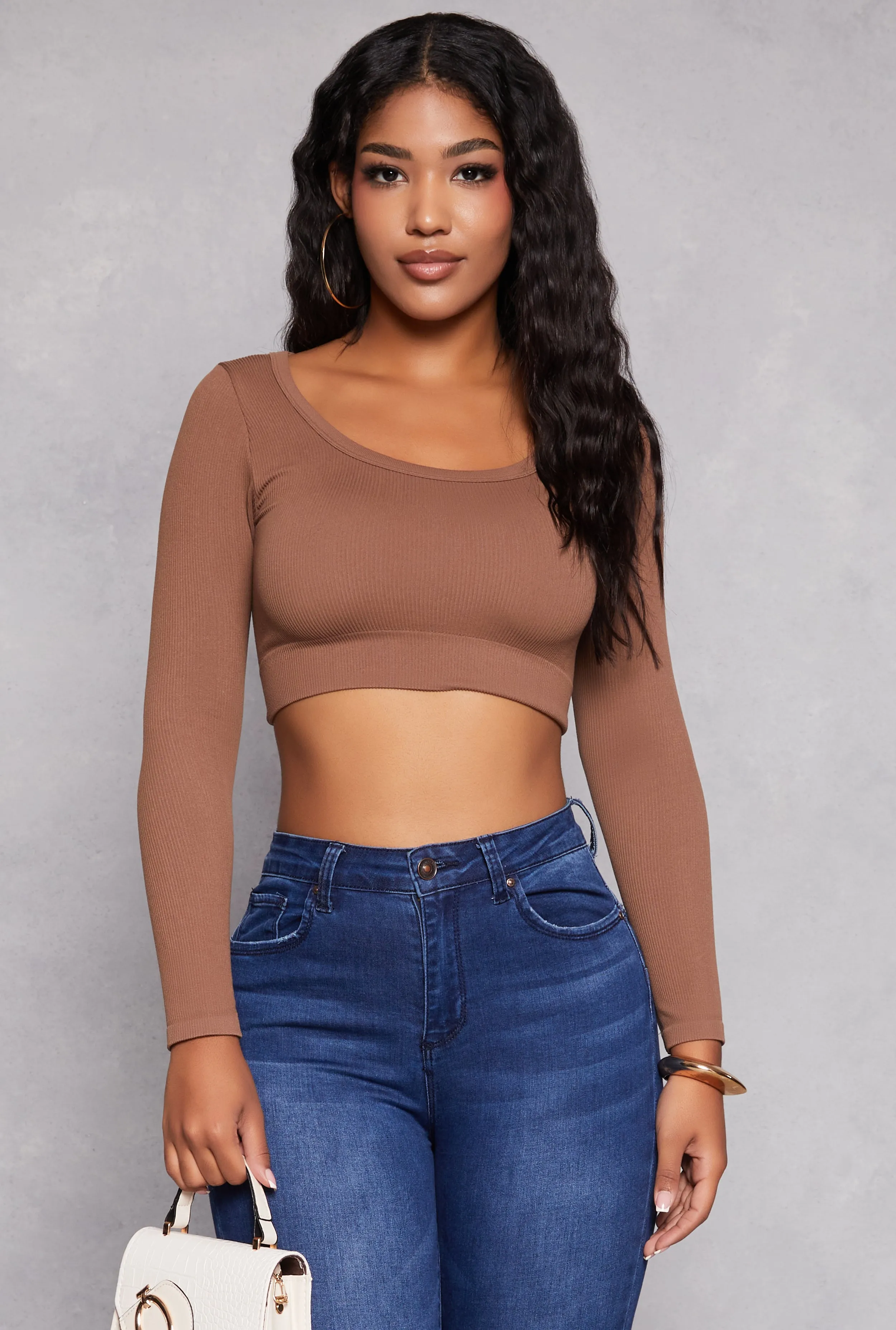 Seamless Ribbed Scoop Neck Crop Top sold by Rainbow