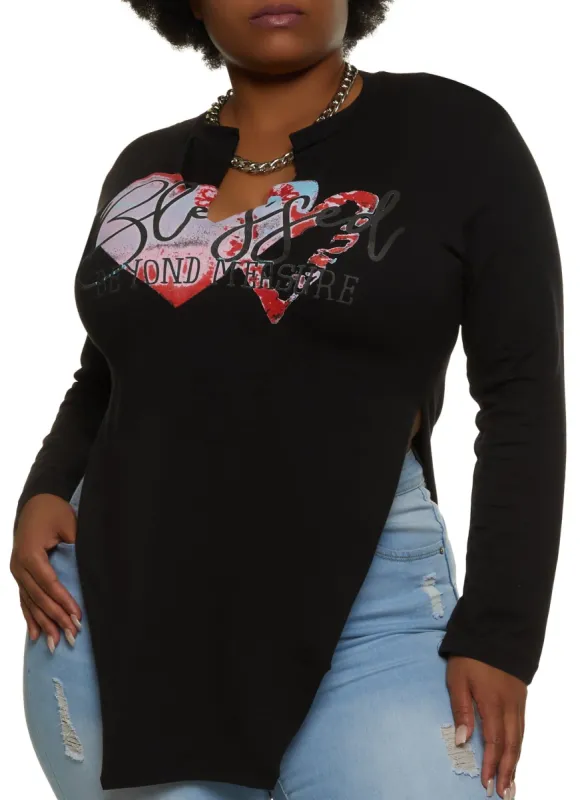 Plus Size Blessed Beyond Measure Hanky Hem Top sold by Rainbow