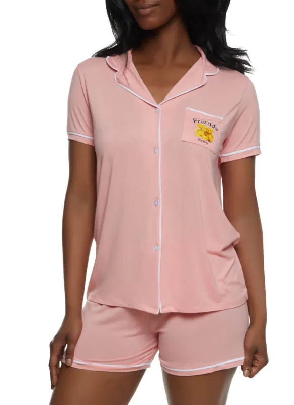 Friends Forever Bear Pocket Pajama Shirt and Shorts sold by Rainbow