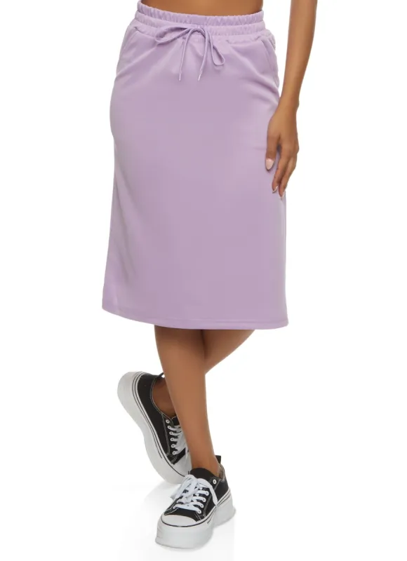 Drawstring Back Slit Midi Skirt sold by Rainbow