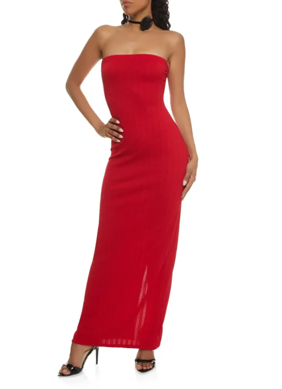 Textured Knit Maxi Tube Dress sold by Rainbow