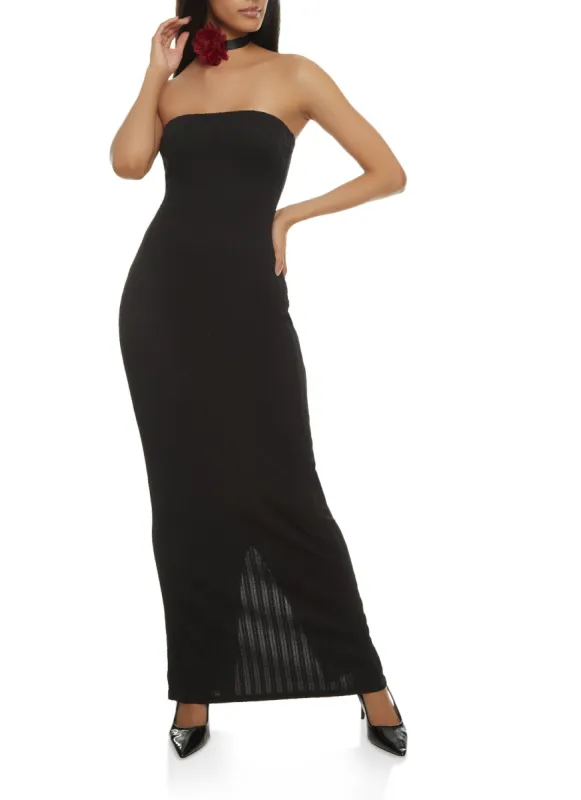 Textured Knit Maxi Tube Dress sold by Rainbow