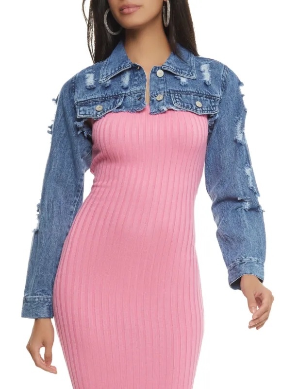 Frayed Denim Bolero Jacket sold by Rainbow