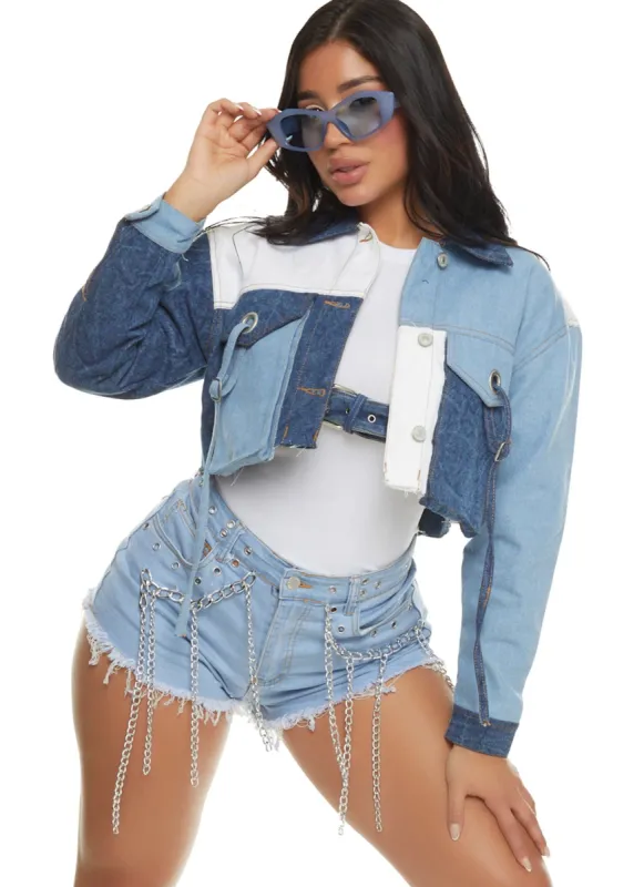 Patchwork Pocket Cropped Jean Jacket sold by Rainbow