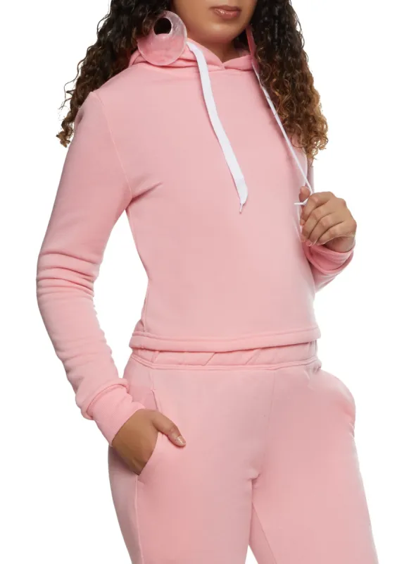 Fleece Hooded Cropped Sweatshirt sold by Rainbow