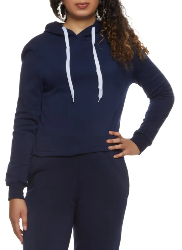 Fleece Hooded Cropped Sweatshirt sold by Rainbow